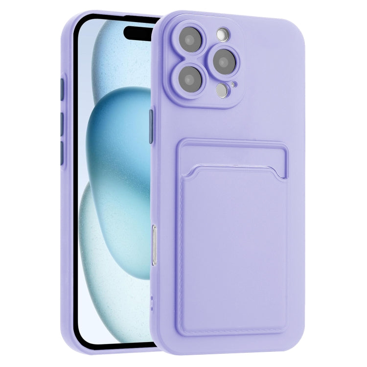 For iPhone 16 Pro Skin Feel Card Contrast Color Button TPU Phone Case(Purple) by buy2fix
