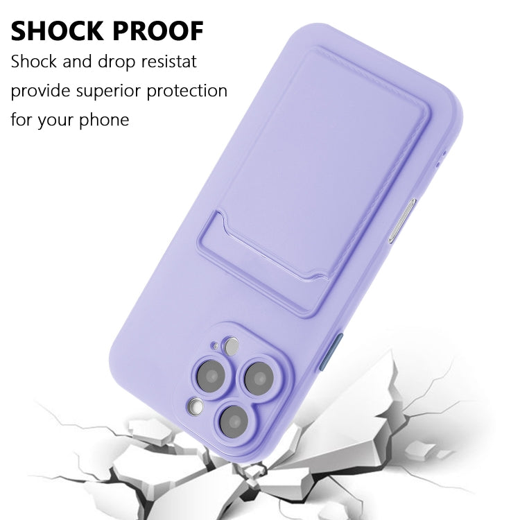 For iPhone 16 Pro Skin Feel Card Contrast Color Button TPU Phone Case(Purple) by buy2fix