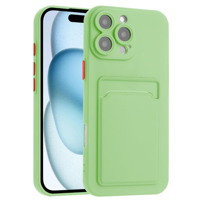 For iPhone 16 Pro Skin Feel Card Contrast Color Button TPU Phone Case(Light Green) by buy2fix
