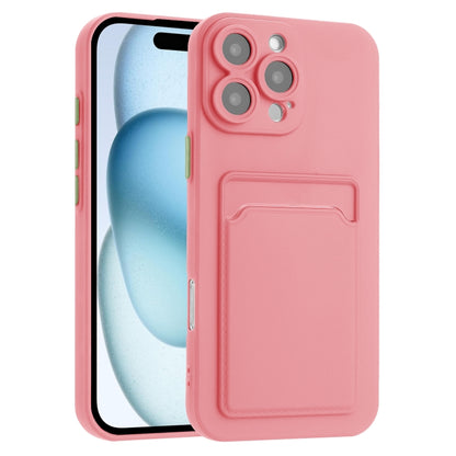 For iPhone 16 Pro Skin Feel Card Contrast Color Button TPU Phone Case(Pink) by buy2fix