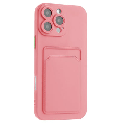 For iPhone 16 Pro Skin Feel Card Contrast Color Button TPU Phone Case(Pink) by buy2fix