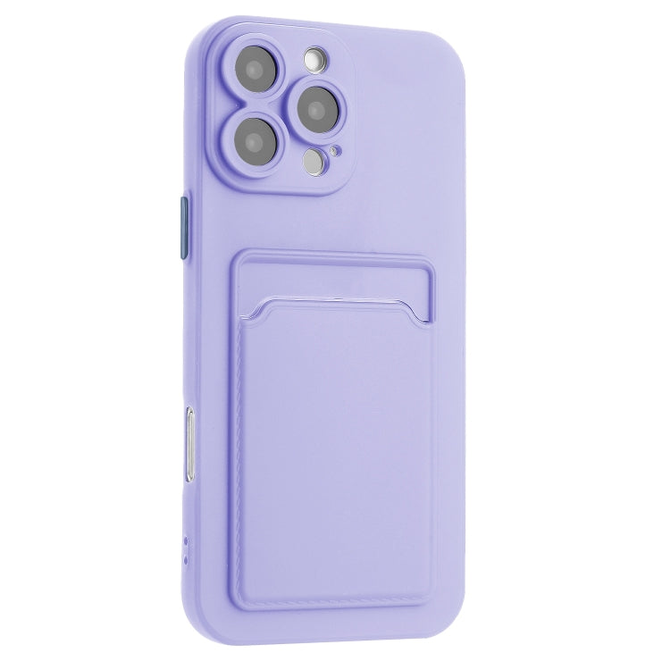 For iPhone 16 Pro Max Skin Feel Card Contrast Color Button TPU Phone Case(Purple) by buy2fix