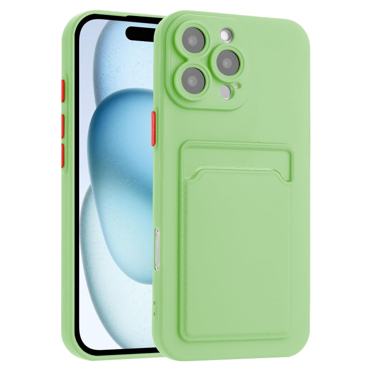 For iPhone 16 Pro Max Skin Feel Card Contrast Color Button TPU Phone Case(Light Green) by buy2fix