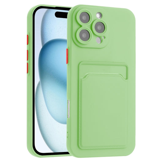 For iPhone 16 Pro Max Skin Feel Card Contrast Color Button TPU Phone Case(Light Green) by buy2fix