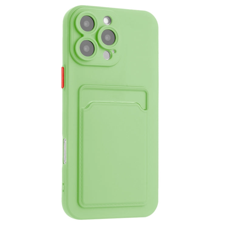 For iPhone 16 Pro Max Skin Feel Card Contrast Color Button TPU Phone Case(Light Green) by buy2fix