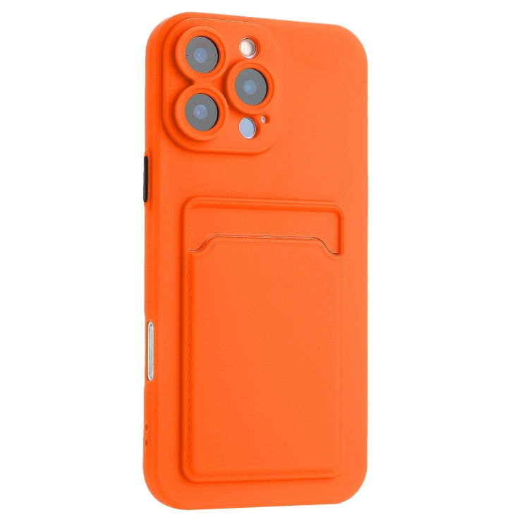 For iPhone 16 Pro Max Skin Feel Card Contrast Color Button TPU Phone Case(Orange) by buy2fix