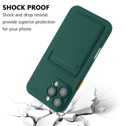 For iPhone 16 Pro Max Skin Feel Card Contrast Color Button TPU Phone Case(Dark Green) by buy2fix