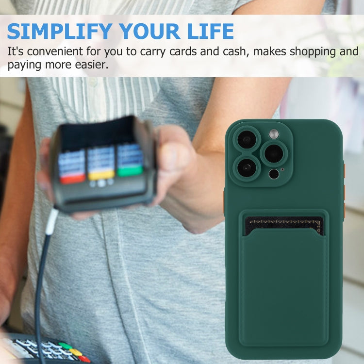 For iPhone 16 Pro Max Skin Feel Card Contrast Color Button TPU Phone Case(Dark Green) by buy2fix