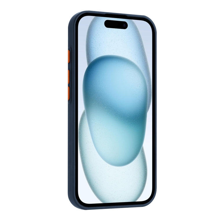 For iPhone 16 Pro Max Skin Feel Card Contrast Color Button TPU Phone Case(Dark Blue) by buy2fix