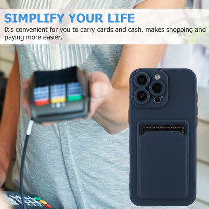 For iPhone 16 Pro Max Skin Feel Card Contrast Color Button TPU Phone Case(Dark Blue) by buy2fix