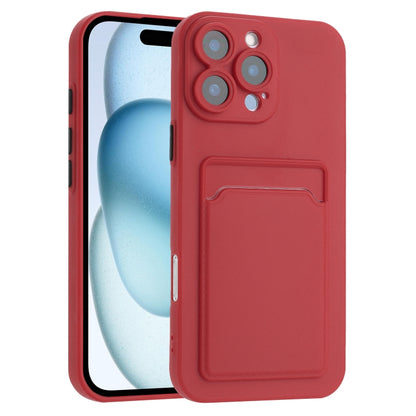 For iPhone 16 Pro Max Skin Feel Card Contrast Color Button TPU Phone Case(Rose Red) by buy2fix