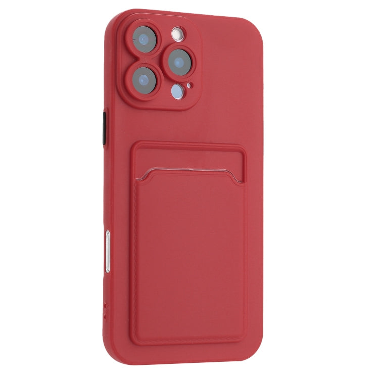 For iPhone 16 Pro Max Skin Feel Card Contrast Color Button TPU Phone Case(Rose Red) by buy2fix