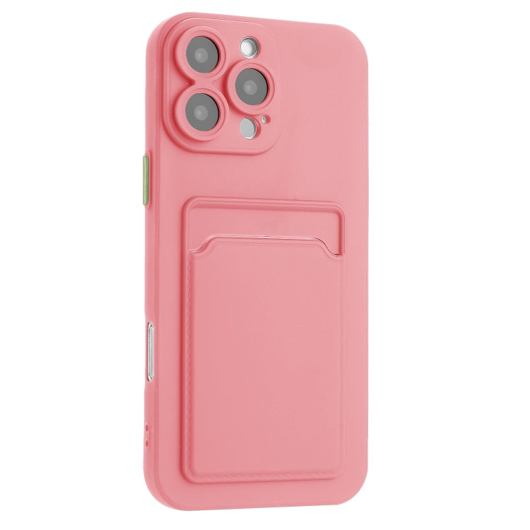For iPhone 16 Pro Max Skin Feel Card Contrast Color Button TPU Phone Case(Pink) by buy2fix