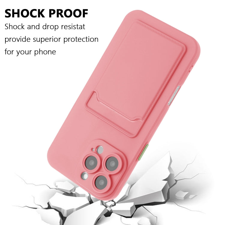 For iPhone 16 Pro Max Skin Feel Card Contrast Color Button TPU Phone Case(Pink) by buy2fix