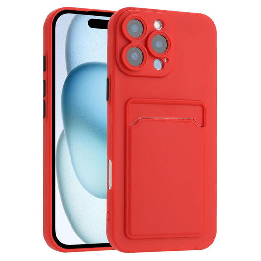 For iPhone 16 Pro Max Skin Feel Card Contrast Color Button TPU Phone Case(Red) by buy2fix