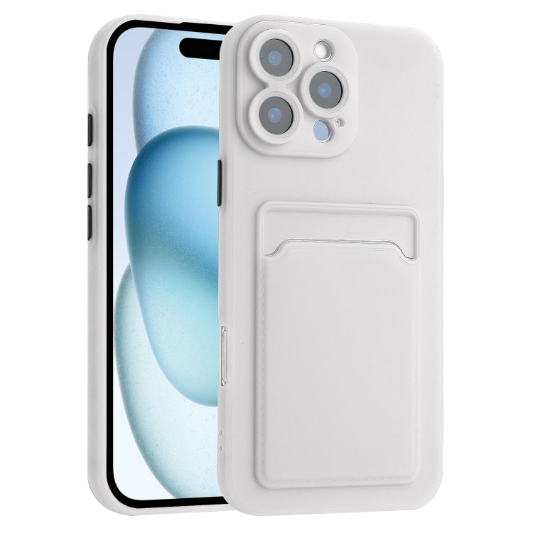 For iPhone 16 Pro Max Skin Feel Card Contrast Color Button TPU Phone Case(White) by buy2fix