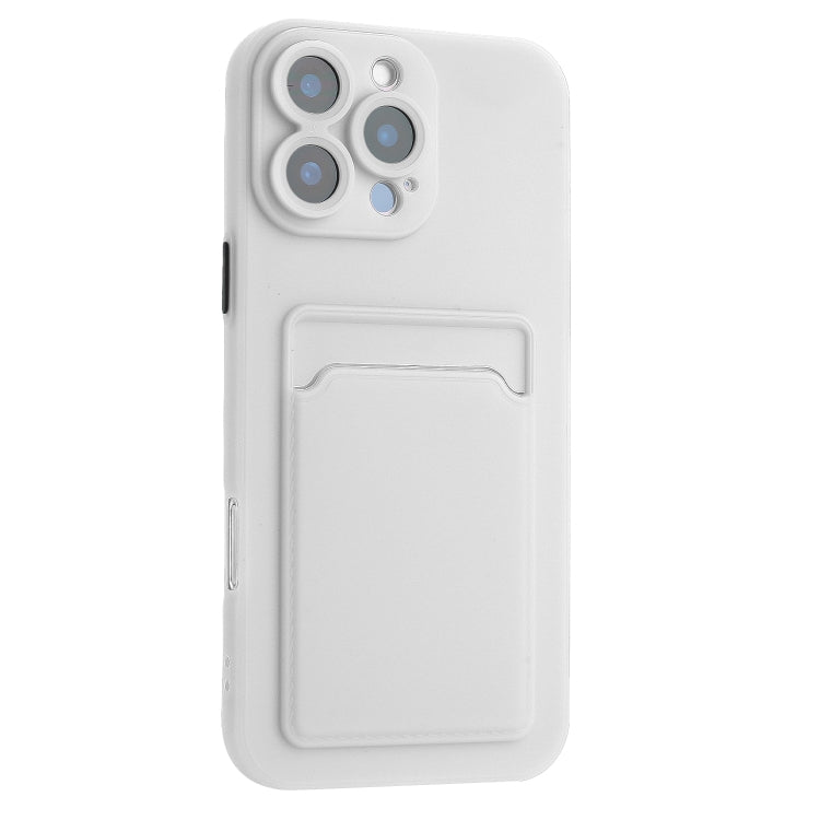 For iPhone 16 Pro Max Skin Feel Card Contrast Color Button TPU Phone Case(White) by buy2fix