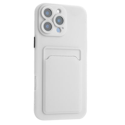 For iPhone 16 Pro Max Skin Feel Card Contrast Color Button TPU Phone Case(White) by buy2fix