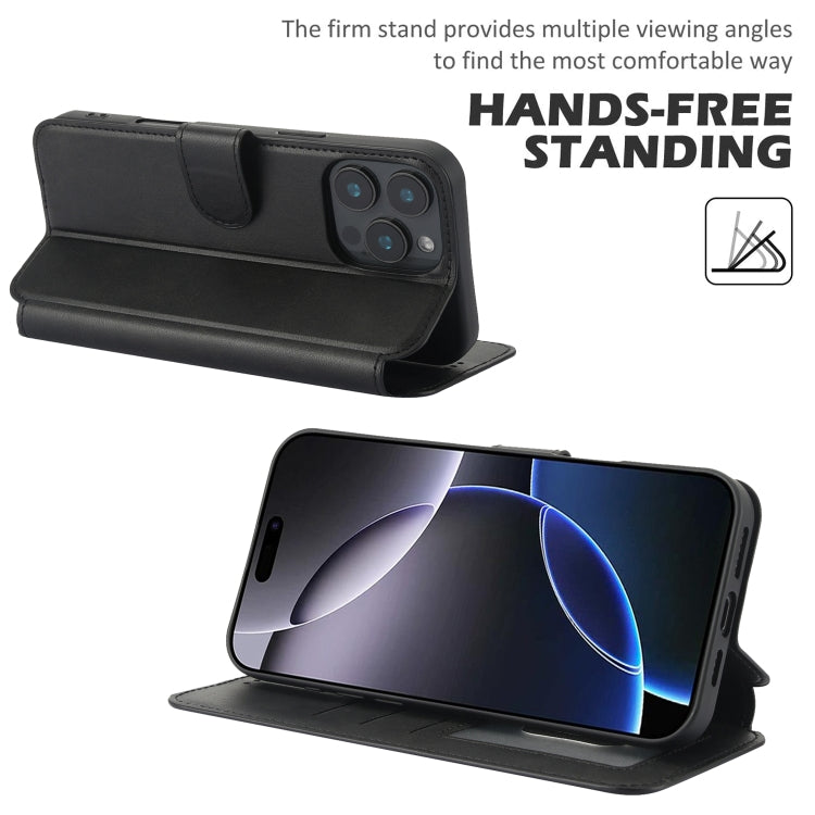 For iPhone 16 Pro Max Shockproof PU + TPU Leather Phone Case(Black) by buy2fix