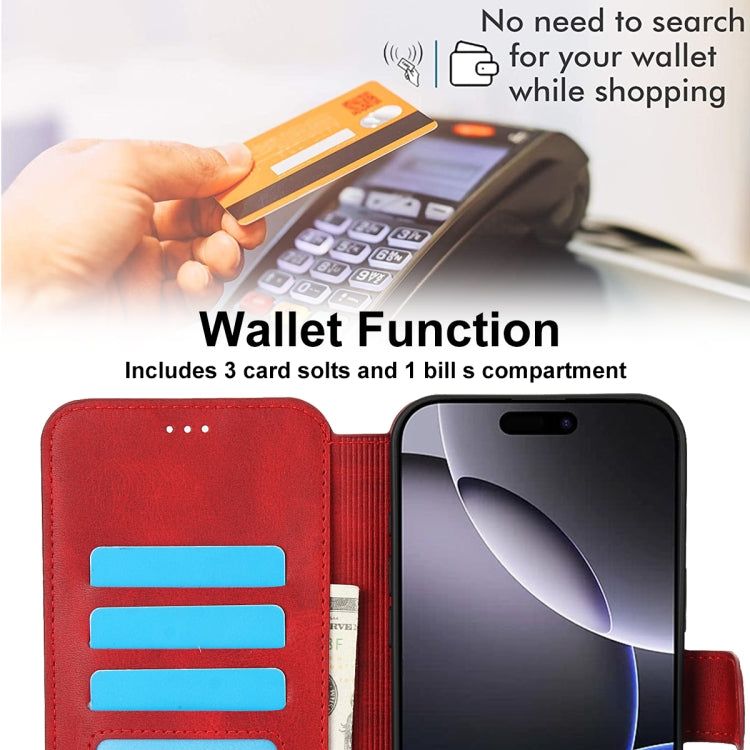 For iPhone 16 Pro Max Shockproof PU + TPU Leather Phone Case(Red) by buy2fix