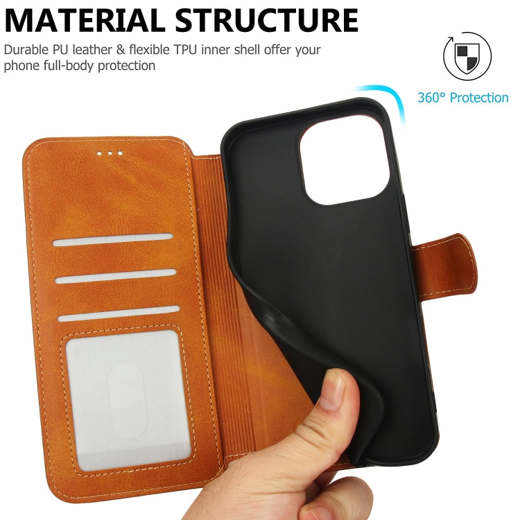 For iPhone 16 Pro Max Shockproof PU + TPU Leather Phone Case(Light Brown) by buy2fix