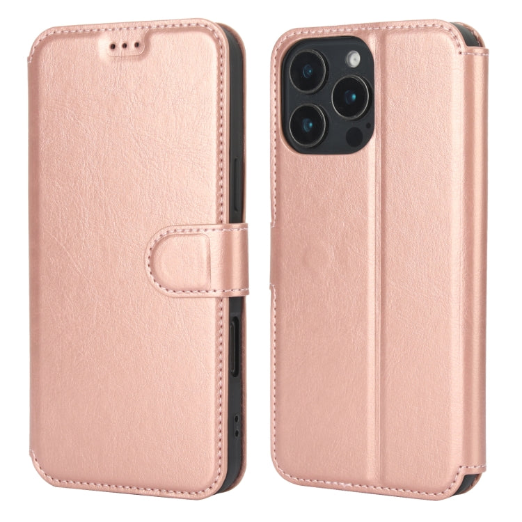 For iPhone 16 Pro Max Shockproof PU + TPU Leather Phone Case(Rose Gold) by buy2fix