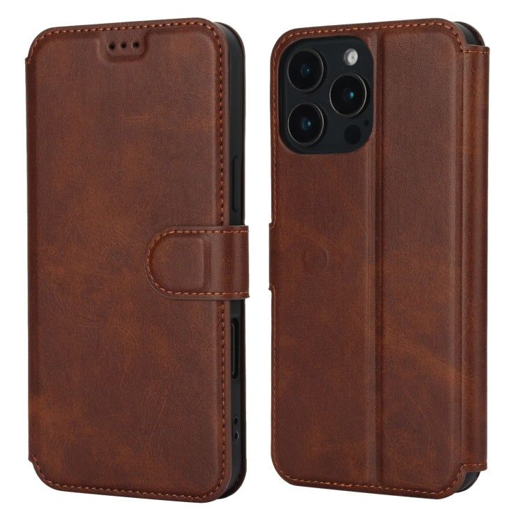 For iPhone 16 Pro Max Shockproof PU + TPU Leather Phone Case(Brown) by buy2fix