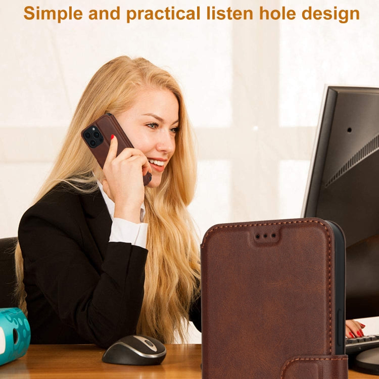 For iPhone 16 Pro Max Shockproof PU + TPU Leather Phone Case(Brown) by buy2fix