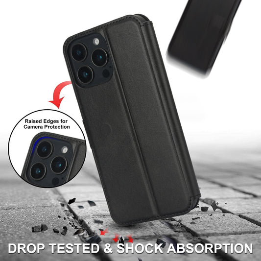 For iPhone 16 Pro Shockproof PU + TPU Leather Phone Case(Black) by buy2fix