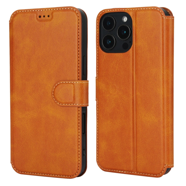 For iPhone 16 Pro Shockproof PU + TPU Leather Phone Case(Light Brown) by buy2fix
