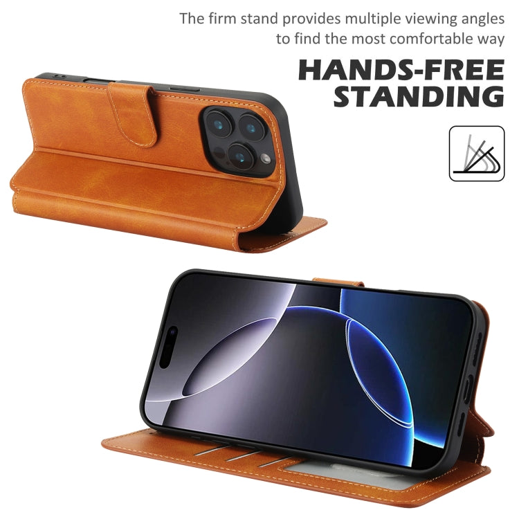 For iPhone 16 Pro Shockproof PU + TPU Leather Phone Case(Light Brown) by buy2fix