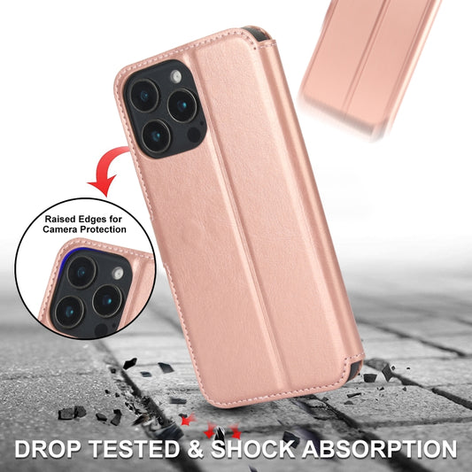 For iPhone 16 Pro Shockproof PU + TPU Leather Phone Case(Rose Gold) by buy2fix