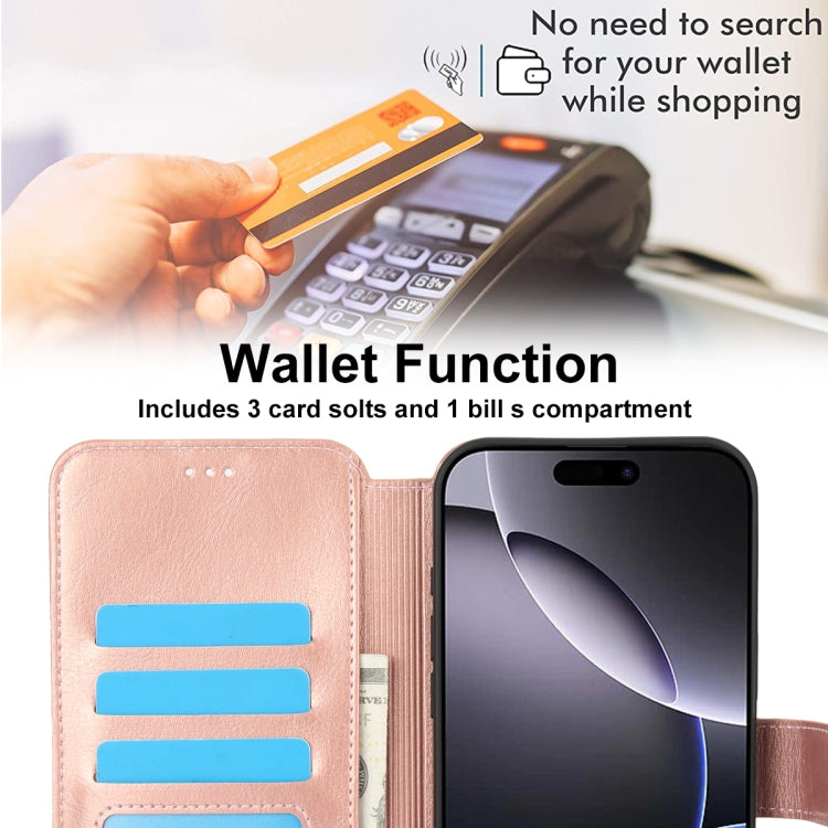 For iPhone 16 Pro Shockproof PU + TPU Leather Phone Case(Rose Gold) by buy2fix