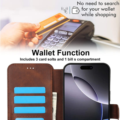For iPhone 16 Pro Shockproof PU + TPU Leather Phone Case(Brown) by buy2fix