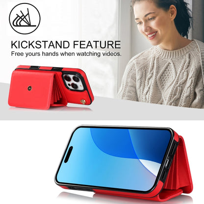 For iPhone 16 Pro Max RFID Card Slot Phone Case with Long Lanyard(Red) by buy2fix