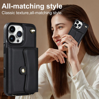 For iPhone 16 Pro RFID Card Slot Phone Case with Long Lanyard(Black) by buy2fix