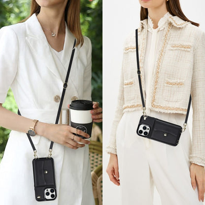 For iPhone 16 Pro RFID Card Slot Phone Case with Long Lanyard(Black) by buy2fix