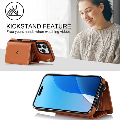 For iPhone 16 Pro RFID Card Slot Phone Case with Long Lanyard(Brown) by buy2fix