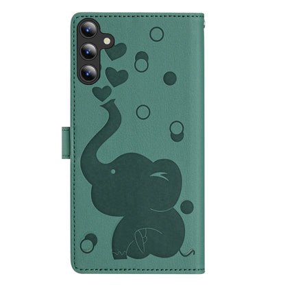For Samsung Galaxy S25 5G Cartoon Elephant Embossed Leather Phone Case(Green) by buy2fix