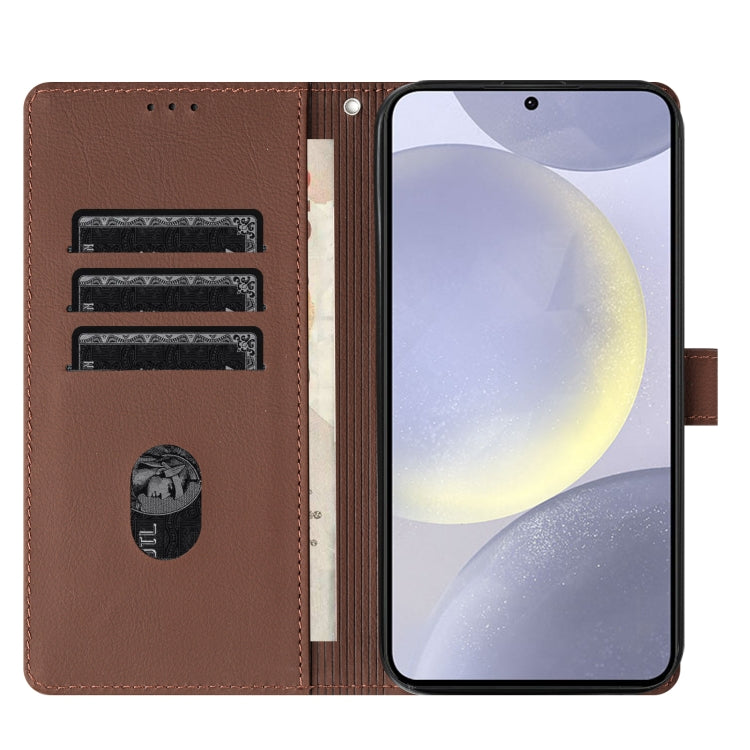 For Samsung Galaxy S25 5G Cartoon Elephant Embossed Leather Phone Case(Brown) by buy2fix