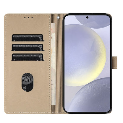 For Samsung Galaxy S25 5G Cartoon Elephant Embossed Leather Phone Case(Khaki) by buy2fix