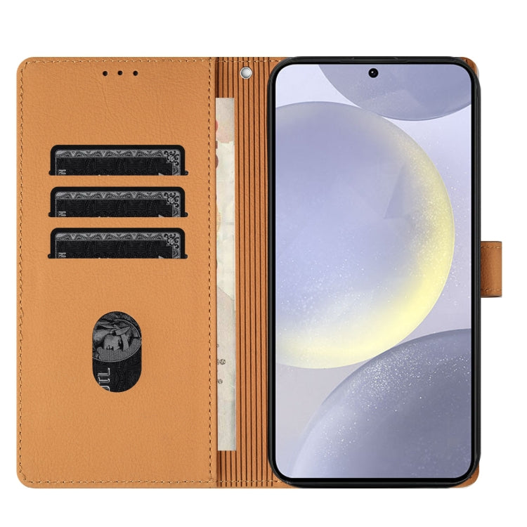 For Samsung Galaxy S25 5G Cartoon Elephant Embossed Leather Phone Case(Yellow) by buy2fix