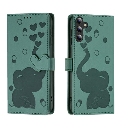 For Samsung Galaxy S25+ 5G Cartoon Elephant Embossed Leather Phone Case(Green) by buy2fix