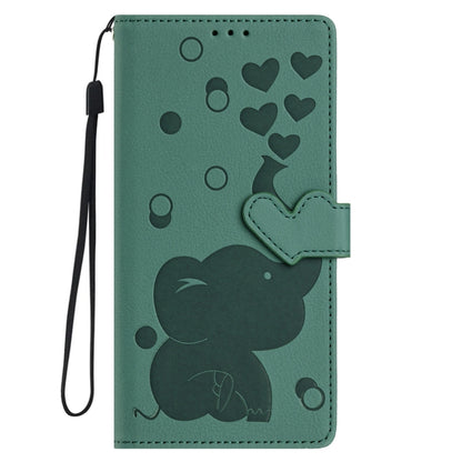 For Samsung Galaxy S25+ 5G Cartoon Elephant Embossed Leather Phone Case(Green) by buy2fix