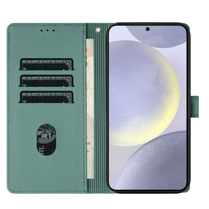 For Samsung Galaxy S25+ 5G Cartoon Elephant Embossed Leather Phone Case(Green) by buy2fix