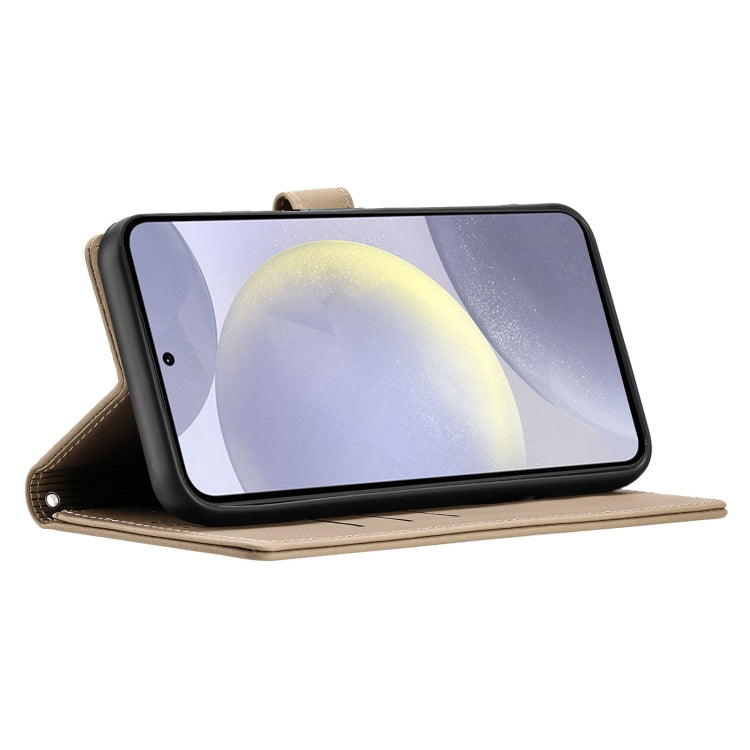 For Samsung Galaxy S25+ 5G Cartoon Elephant Embossed Leather Phone Case(Khaki) by buy2fix