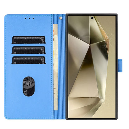 For Samsung Galaxy S25 Ultra 5G Cartoon Elephant Embossed Leather Phone Case(Blue) by buy2fix