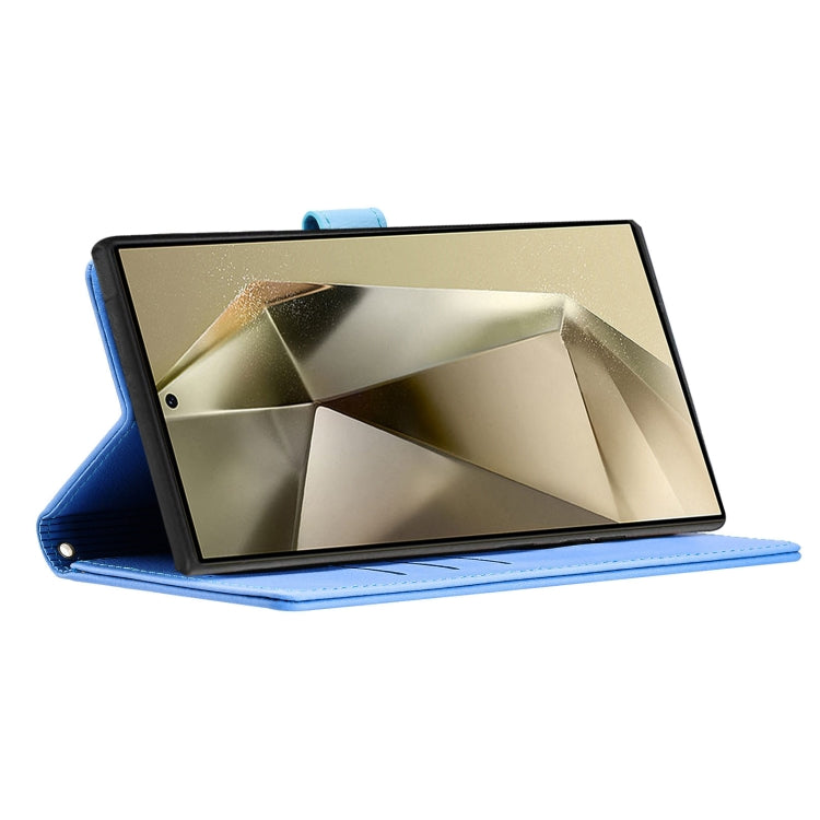 For Samsung Galaxy S25 Ultra 5G Cartoon Elephant Embossed Leather Phone Case(Blue) by buy2fix