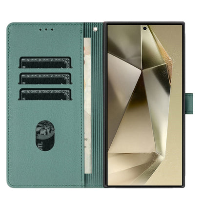 For Samsung Galaxy S25 Ultra 5G Cartoon Elephant Embossed Leather Phone Case(Green) by buy2fix