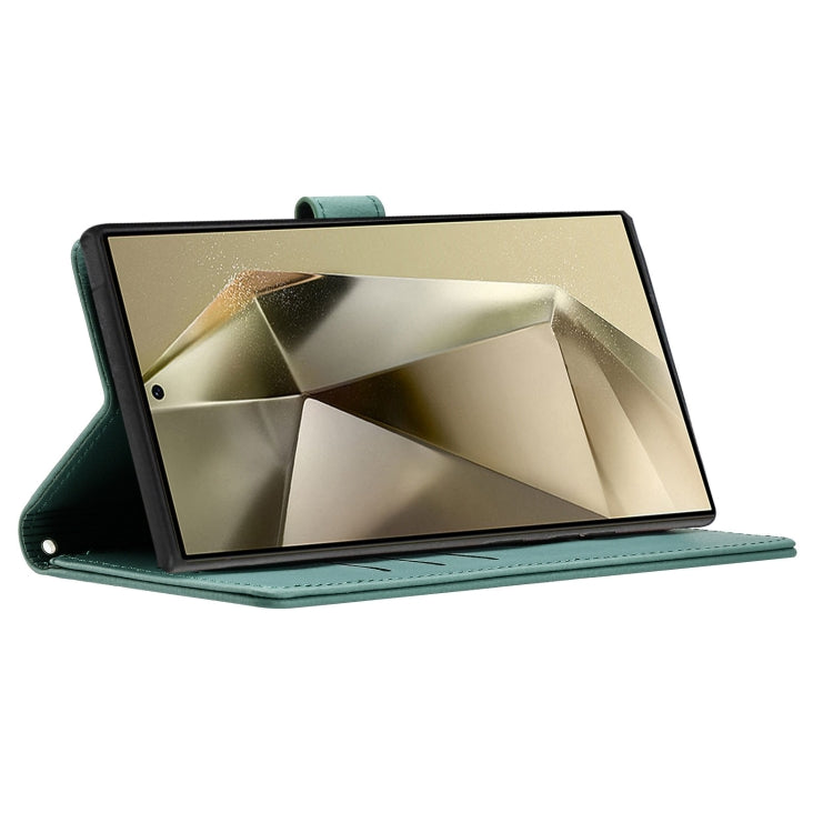 For Samsung Galaxy S25 Ultra 5G Cartoon Elephant Embossed Leather Phone Case(Green) by buy2fix